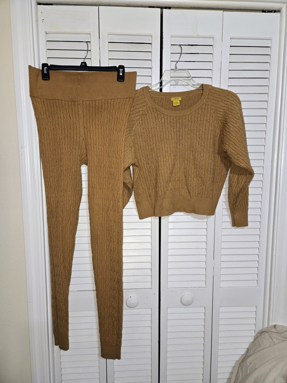 Daisy Cable Knit Two-Piece Sweater Set in Camel